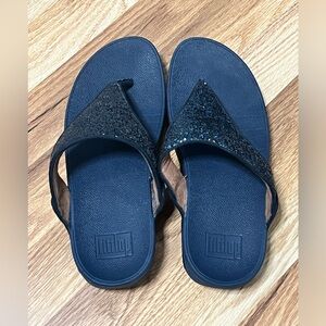 Size 8 blue sparkling coloured flip flop